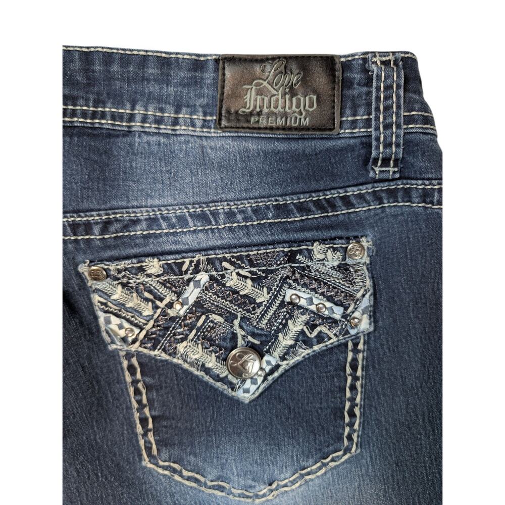 Love Indigo Premium Women's Size 12 Blue Denim Jeans Bootcut Grunge Y2K - Picture 6 of 7